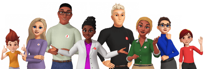 8 avatars lined up different poses_cropped