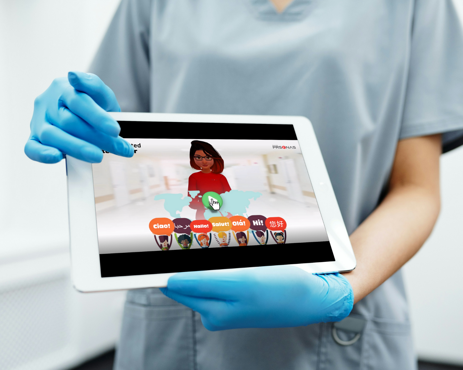 AI Interpreter opening screen on tablet