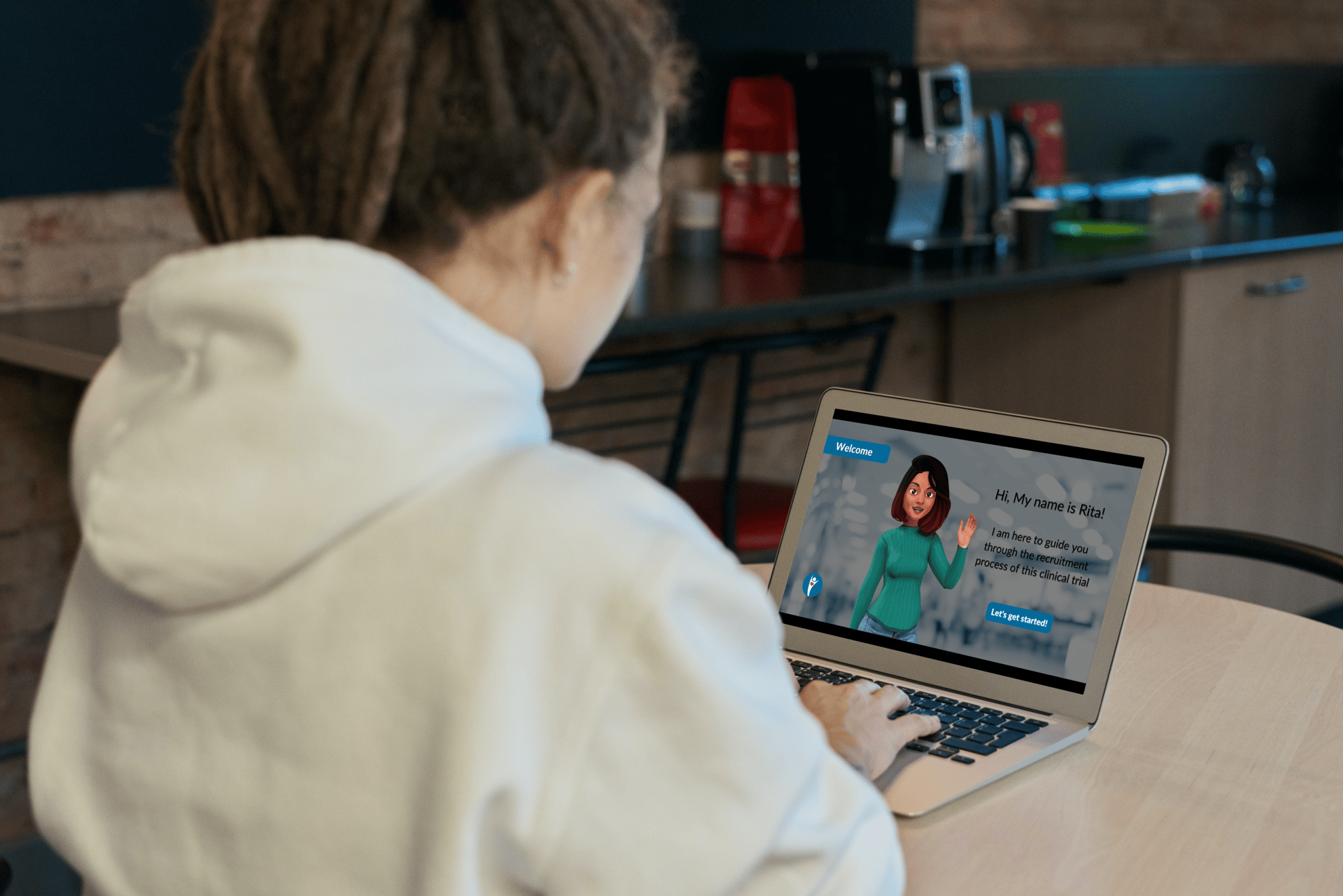 Women on laptop conducting clinical trial